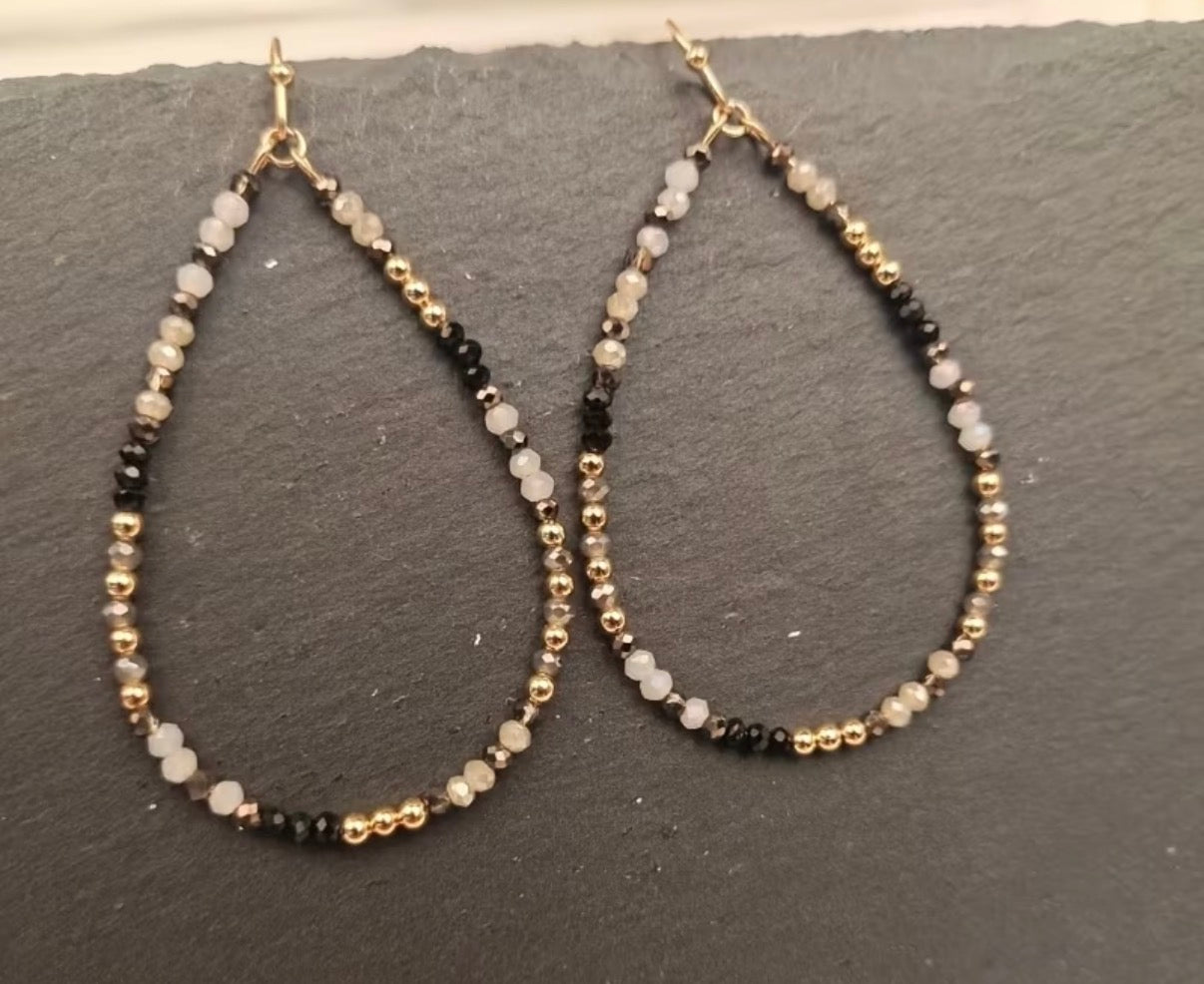 Black Beaded Teardrop