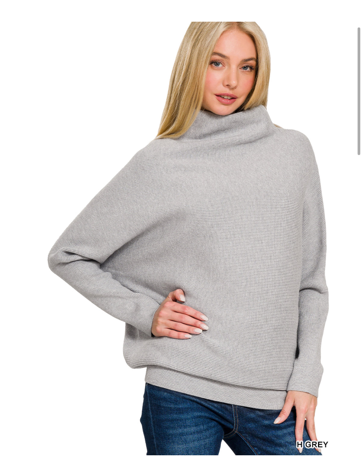 Dolman Sleeve Mock Neck Sweater
