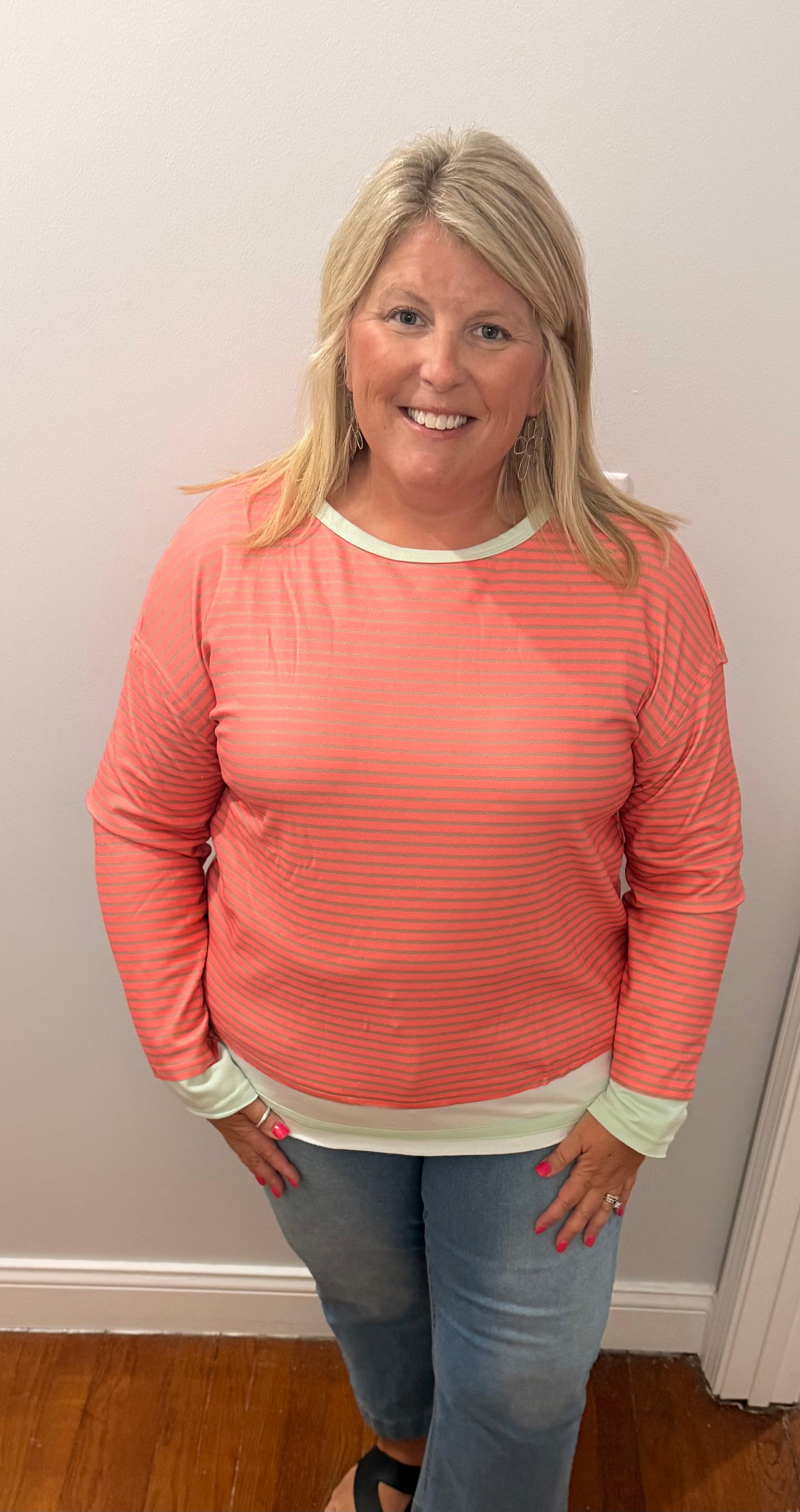 Color Block Orange Stripe Top