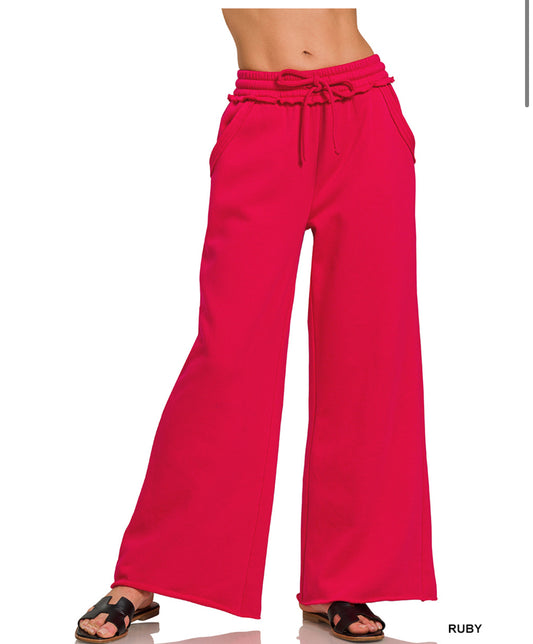 Fleece Exposed Seam Wide Leg Sweatpants
