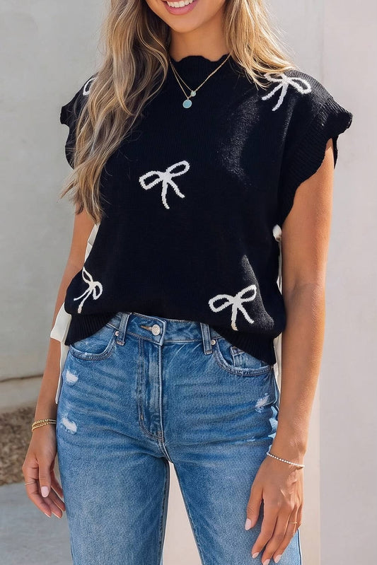 Black & White Side Tie Sweater