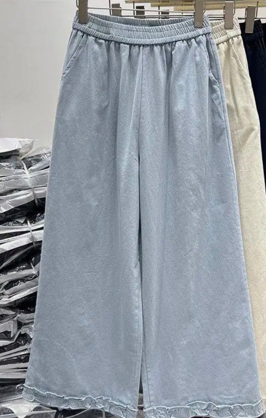 Cotton High Waist Wide Leg Pant