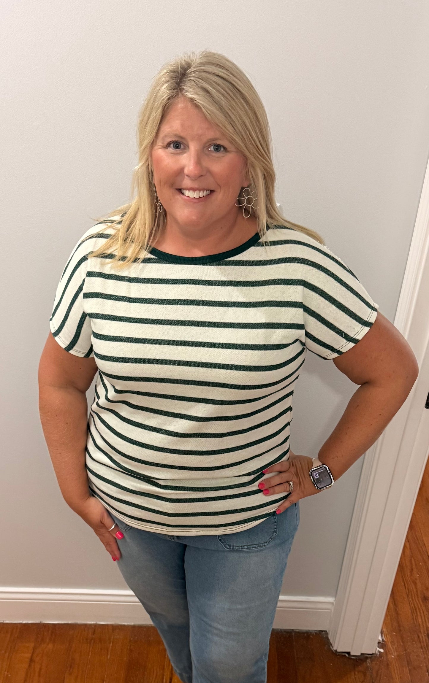 Olive Striped Top