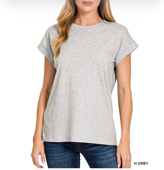 Cotton Folded Sleeve Tee