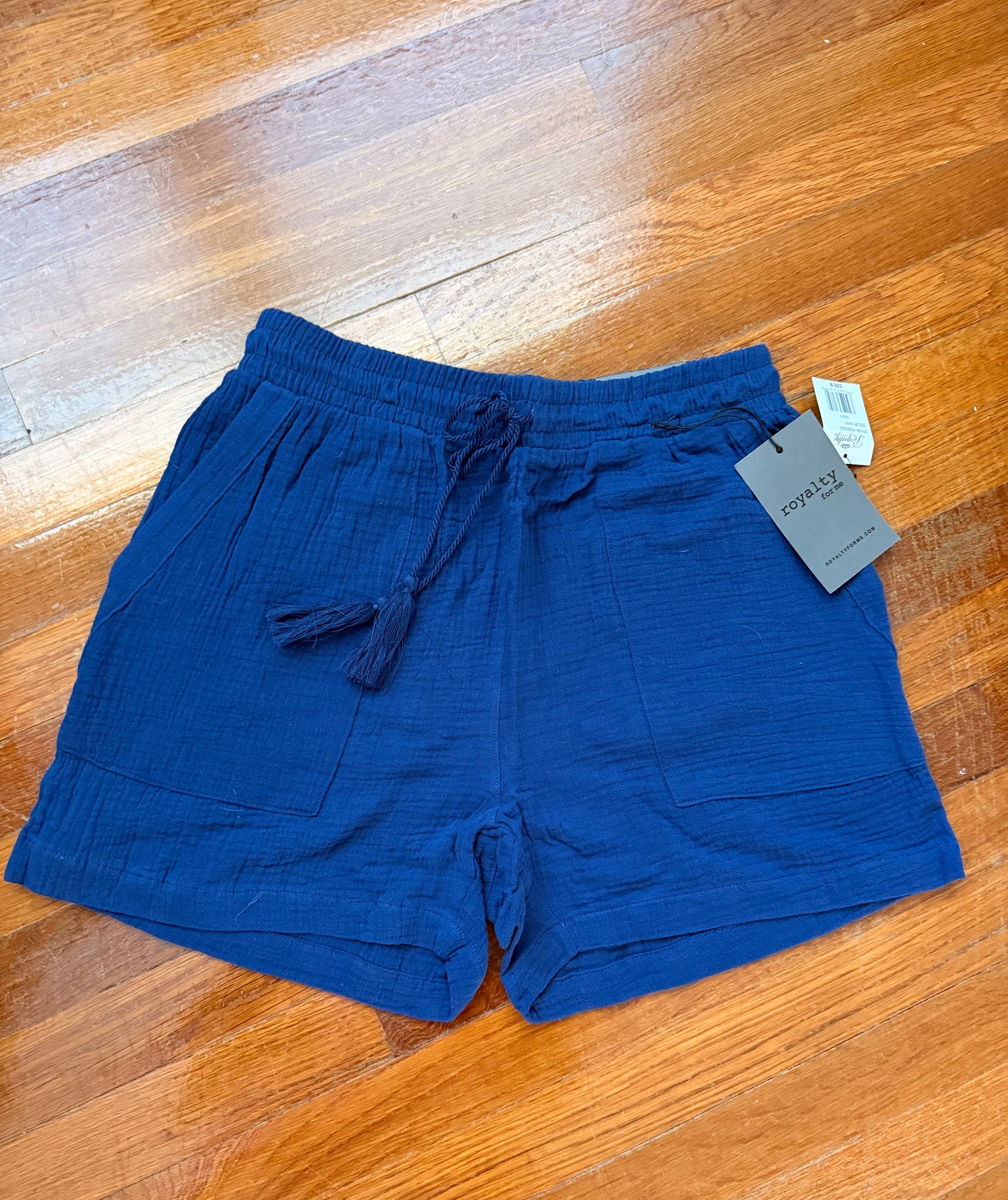 Navy Gauze Cotton Shorts